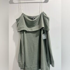 Green off the shoulder sweater dress